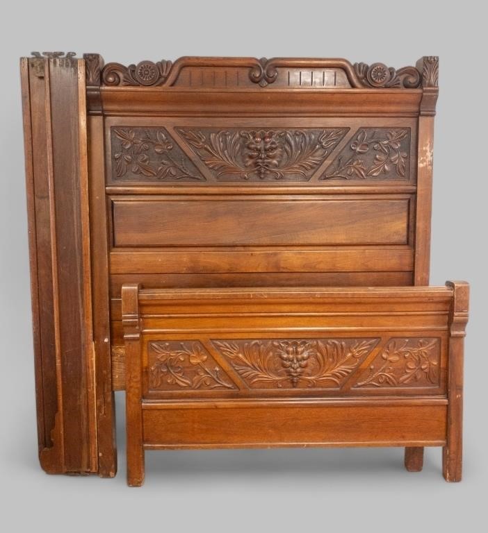 EARLY 20th CEN. EASTLAKE STYLE FULL SIZE BED FRAME