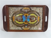 GLASS TOP BUTTERFLY SERVING TRAY