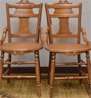 Vintage Victorian Walnut Cane Chairs (2)