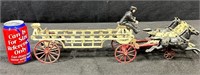 Cast Iron 3 Horse Drawn Wagon with Driver