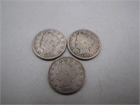 Lot of 3 1899 V Nickels