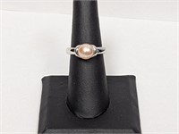 .925 Sterling Pearl Ring Sz 7