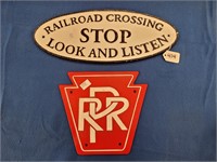 (2) Cast Iron Railroad Signs