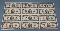 (12) $2 Federal Reserve Notes