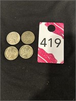 Jefferson Nickels1940, 1942-P, 1943-P & 1945-S