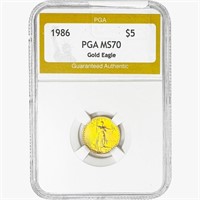 1986 $5 1/10oz Gold Eagle PGA MS70