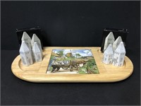 Norway cutting board and salt & pepper sets(2)