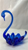 Blue Glass Swan Ornament