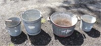 (5) Galvanized Pails