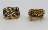 14K Gold Earrings w/Semi-Precious Stones