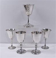 5pc (3 Assorted) Silver Plate on Copper Goblets 6"