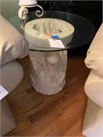 VINTAGE UNUSUAL GLASS TOP END TABLE #2