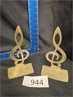 2 Music note Brass book ends