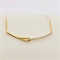 STERLING SILVER GOLD TONE DIAMOND BAR NECKLACE,