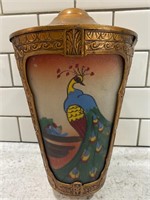 Antique Hand Painted Peacock Lamp Shade