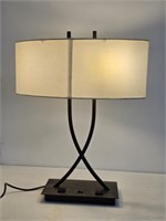 METAL TABLE LAMP WITH 2 OUTLETS- WORKS