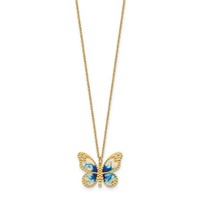 14 Kt- Polished Enameled Butterfly Necklace