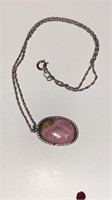 Necklace with sterling pendant w/ stone on it
