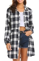 XL size Hotouch Womens Flannel Plaid Shirts Roll
