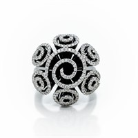 18kt White Gold Diamond Swirl Floral Bouquet Ring