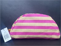 Saks Fifth Avenue Pink Striped Cosmetic Bag