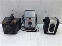 (3) Vtg Cameras as Shown  See Pics for Makes/