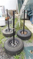 (3) 54"H Poles w/Tire Base Weights