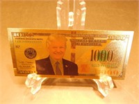 Président Donald J.Trump 1000$/plaqué feuille d'or