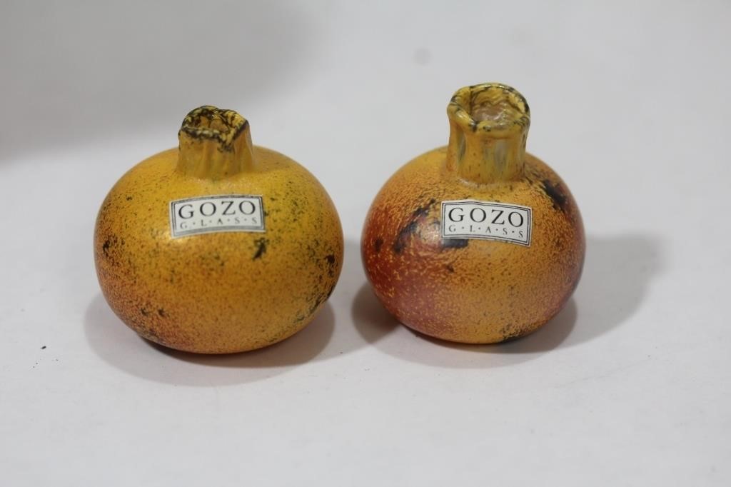 Lot of 2 Signed Gozo Glass Fruits