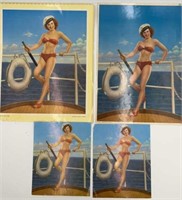4 1950 Pin-Up Girl Poster Litho