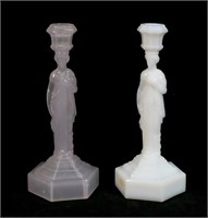 2 New England Glass Company Figural Candlesticks
