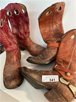 2 Pair Vintage Tony Lama Red Boots 12D