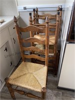 7 vintage ladderback chairs