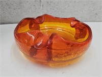 MCM Crackle Glass Ash Tray 7.5" Wide