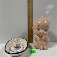 Vtg Kewpie Ceramic Doll&Santa Maria Novella Dish