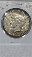 Of) 1922-s peace dollar XF condition
