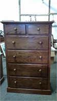 Woodcraft Solid Oak High Boy Chest Of Drawers