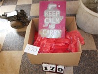 Pink Recycling Bags, Keep Calm & Carry Sign