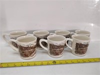 set of coffee mugs, Dumarts Head Cheese wood