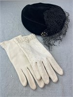 Vintage Union Made Black Hat w/ Beaded Gloves