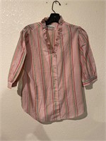 Vintage Striped Femme Ruffle Top Shirt