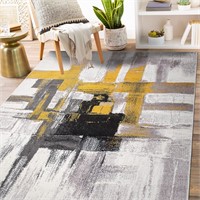 Modern Abstract Area Rug 5' x 7' Gold Gold