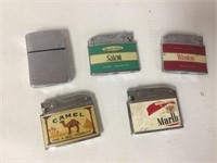 Lot of 5 Vintage Lighters, One Zippo, Etc.