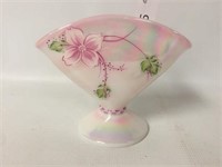 Fenton Handpainted Vase, Signed - 7.5" W x 6" T