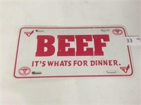 "Beef" Car Tag, Metal - 6" x 12"