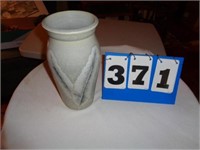SIGNED POTTERY VASE W/ FEATHER PATTERN