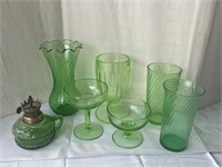 Vtg. Green Glass - Some Vaseline Glass