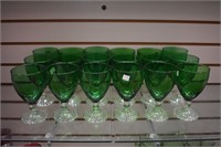 Lot of 18 Anchor Hocking Green Boopie Goblets