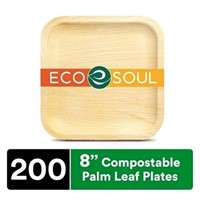 New ECO SOUL 100% Compostable 8 Inch Palm Leaf Squ
