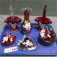 Red Ruby Westermoreland Hand Painted Glassware